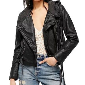 Free People Cleo Jacket Free People Black Vegan Leather Motorcycle Jacket